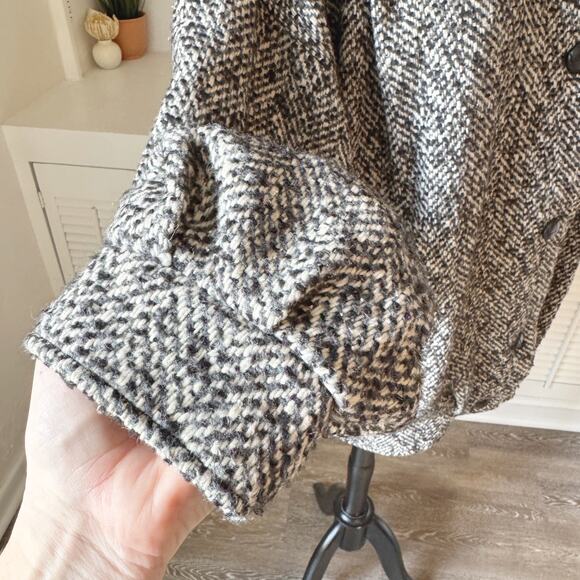 Vintage 80s 90s Deb Black White Wool Herringbone Tweed Jacket Size M/L - Picture 6 of 10